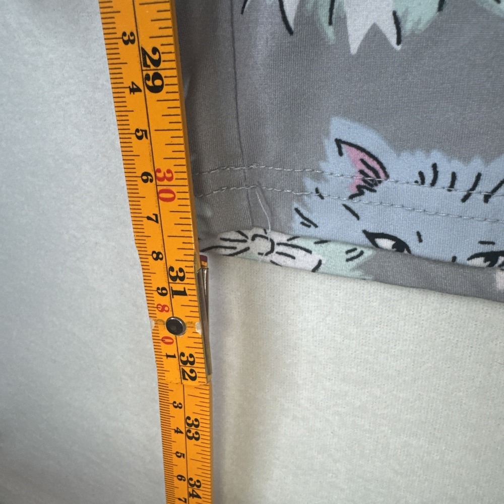Munki Munki Pajama Set XL Gray Pastel Cat Face Bow Print Button Up Super Soft - Picture 7 of 11